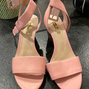 Pink wedge sandals